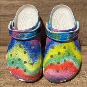 Crocs Colorful rainbow clogs slip on shoes women’s size 8
